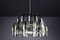 Large Chandelier in Brass and Curved Glass by Gino Paroldo for Fontana Arte, Italy, 1950s 13