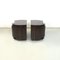 Italian Modern Dark Brown Lacquered Wood Bedside Table Aiace by Benatti, 1970s, Set of 2 4