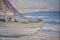 Barcos de pesca en la playa, óleo sobre lienzo, enmarcado, Imagen 5