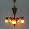 Lampe à Suspension Art Déco en Laiton avec 5 Abat-jours en Pates de Verre, 1930s 28