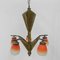 Art Deco Brass Hanging Lamp with 5 Pates De Verre Shades, 1930s 17