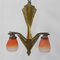 Art Deco Brass Hanging Lamp with 5 Pates De Verre Shades, 1930s 20