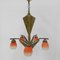Art Deco Brass Hanging Lamp with 5 Pates De Verre Shades, 1930s, Image 35