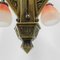 Lampada a sospensione Art Déco in ottone con 5 paralumi Pates De Verre, anni '30, Immagine 24