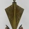 Lampada a sospensione Art Déco in ottone con 5 paralumi Pates De Verre, anni '30, Immagine 4
