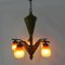 Lampe à Suspension Art Déco en Laiton avec 5 Abat-jours en Pates de Verre, 1930s 16