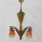 Art Deco Brass Hanging Lamp with 5 Pates De Verre Shades, 1930s 34