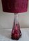Belgische Vintage Tischlampe mit rotem Kristallglasfuß und rotem Stoffschirm von Val St Lambert, 1970er 3