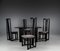 Mesa de comedor y sillas vintage en negro de Umberto Asnago, 1980. Juego de 5, Imagen 1