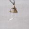 Lámparas colgantes francesas Mid-Century en forma de campana de latón y vidrio claro. Juego de 2, Imagen 5