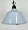 Lámpara colgante de fábrica francesa industrial esmaltada en gris, años 60, Imagen 8