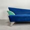 Postmodernes italienisches 2-Sitzer Sofa mit blauem Alcantara Stoff, 1980er 7