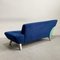 Sofá de dos plazas italiano posmoderno de tela de alcántara azul, años 80, Imagen 5