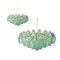 Poliedro Murano Glass Green Chandeliers with Gold Metal Frame by Simoeng, Set of 2, Image 1