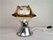 Lámpara de mesa Mid-Century moderna de cristal de Murano ámbar brutalista y cromo era espacial, años 70, Imagen 10