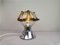 Lámpara de mesa Mid-Century moderna de cristal de Murano ámbar brutalista y cromo era espacial, años 70, Imagen 7