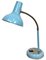 Lámpara de mesa industrial con cuello de ganso en azul, años 60, Imagen 1