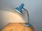 Lámpara de mesa industrial con cuello de ganso en azul, años 60, Imagen 18