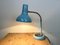 Lámpara de mesa industrial con cuello de ganso en azul, años 60, Imagen 19
