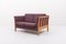 Dänisches Vintage 2-Sitzer Sofa aus Aubergine Wolle 1