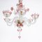 Lustre Vénitien à 6 Lampes en Verre de Murano Blanc et Rose, 1960s 2