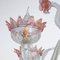 Lampadario a 6 luci in vetro di Murano bianco e rosa, Venezia, anni '60, Immagine 5