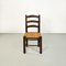 Moderne französische Mid-Century Stühle aus dunklem Holz & Stroh von Georges Robert, 1950er, 4er Set 6