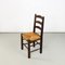 Mid-Century Modern French Dark Wood and Straw Chairs by Georges Robert, 1950s, Set of 4, Image 7