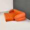 Sofá cama italiano moderno de tela naranja, años 80, Imagen 7