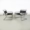 Italian Modern Steel and Black Leather Armchairs by Luigi Saccardo for Armet, 1970s, Set of 2 3