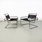 Italian Modern Steel and Black Leather Armchairs by Luigi Saccardo for Armet, 1970s, Set of 2, Image 3