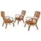 Mid-Century Modern Italian Curved Lines Rattan Armchairs, 1960s, Set of 3, Image 1