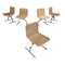 Chaises Space Age Modernes en Paille et Acier, Italie, 1970s, Set de 5 1