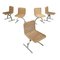 Italian Space Age Modern Chairs in Straw and Steel, 1970s, Set of 5 1