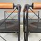 Italian Modern Black Metal and Brown Leather Benches, 1980s, Set of 2 8