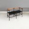 Italian Modern Black Metal and Brown Leather Benches, 1980s, Set of 2 2