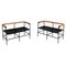 Italian Modern Black Metal and Brown Leather Benches, 1980s, Set of 2 1