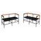 Italian Modern Black Metal and Brown Leather Benches, 1980s, Set of 2, Image 1