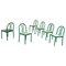 Italian Modern Green Tubular Metal and Grey Straw Stackable Chairs, 1980s, Set of 6 1