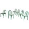 Italian Modern Green Tubular Metal and Grey Straw Stackable Chairs, 1980s, Set of 6, Image 1