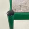 Italian Modern Green Tubular Metal and Grey Straw Stackable Chairs, 1980s, Set of 6 17