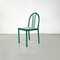Italian Modern Green Tubular Metal and Grey Straw Stackable Chairs, 1980s, Set of 6 4