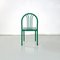 Italian Modern Green Tubular Metal and Grey Straw Stackable Chairs, 1980s, Set of 6 5