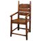 Antiker italienischer Stuhl mit hoher Rückenlehne und geschnitzten Holzarmen, 1800er 1