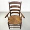 French Wood Oak and Straw Chair with Armrests Decorations, 1890s 5