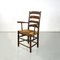 French Wood Oak and Straw Chair with Armrests Decorations, 1890s 2