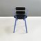 Modern Italian Chairs in Blue Metal, Black Wood and Black Rubber, 1980s, Set of 2 6