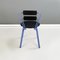 Modern Italian Chairs in Blue Metal, Black Wood and Black Rubber, 1980s, Set of 2, Image 6