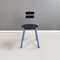 Modern Italian Chairs in Blue Metal, Black Wood and Black Rubber, 1980s, Set of 2 3