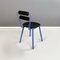 Moderne Italienische Stühle aus Blauem Metall, Schwarzem Holz & Schwarzem Kautschuk, 1980er, 2er Set 5